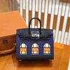 爱马仕 Birkin 20cm 限量版小房子 宝蓝色 Epsom拼鳄鱼皮 顶级全手缝工序