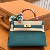 爱马仕 Mini kelly 迷你凯莉 孔雀绿 掌纹小牛皮 全手工缝制 臻品级别 金扣 19cm 现货