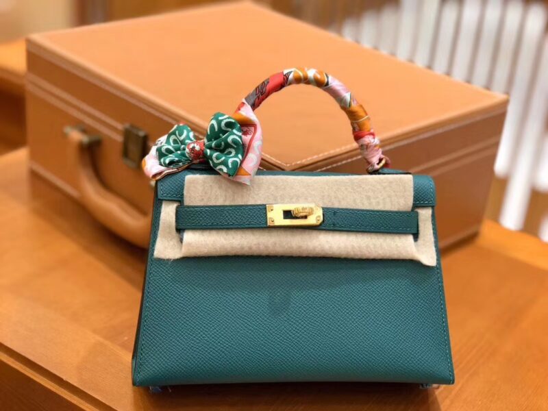 爱马仕 Mini kelly 迷你凯莉 孔雀绿 掌纹小牛皮 全手工缝制 臻品级别 金扣 19cm 现货 - Image 4