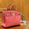 爱马仕 Birkin 铂金包 唇膏粉 鸵鸟皮 手缝工艺 银扣 30cm 现货