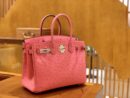 爱马仕 Birkin 铂金包 唇膏粉 鸵鸟皮 手缝工艺 银扣 30cm 现货