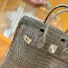 爱马仕 Birkin 铂金包 斑鸠灰 倒V 一级皮 湾鳄鱼皮 臻品级别 银扣 30cm