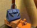 爱马仕 Birkin铂金包 玛瑙蓝 德国进口小牛皮 顶级品质全手工缝制 金扣 30cm