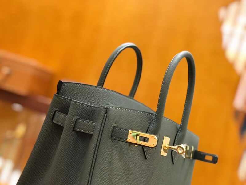 爱马仕 Birkin 25cm 杏仁绿 金扣 掌纹牛皮 全手工缝制 - Image 5
