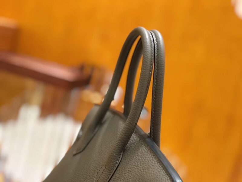 爱马仕 Birkin 30cm 锡器灰 Togo小牛皮 银扣 原版蜜蜡线 顶级手工缝制 - Image 6