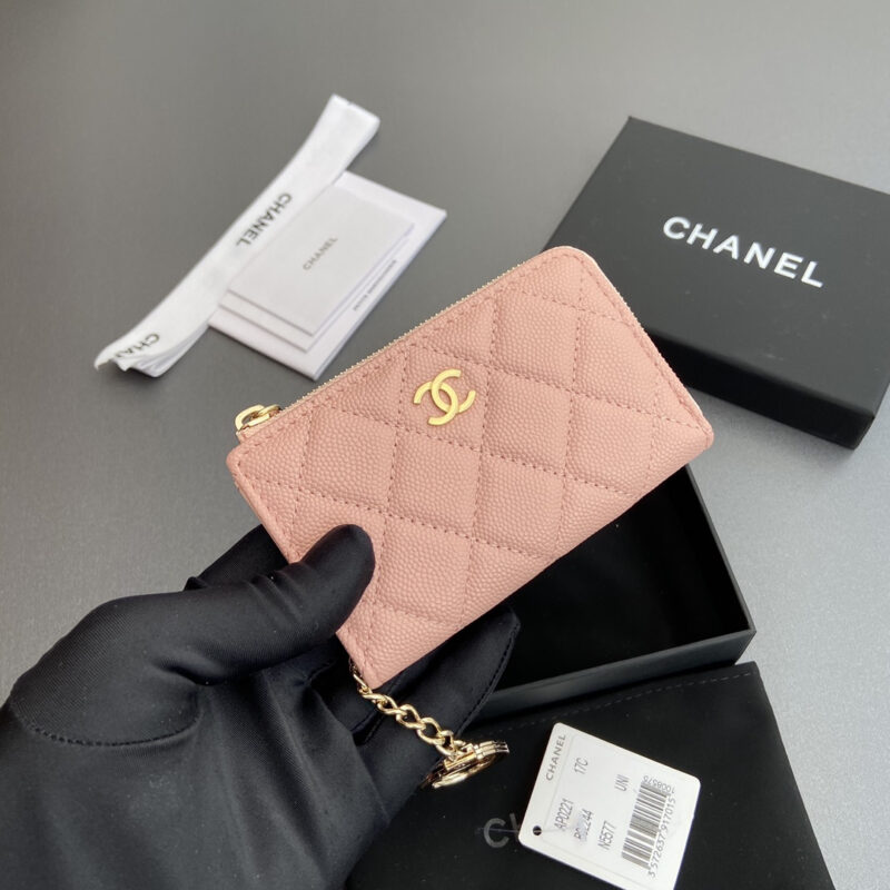 Chanel AP0223零钱包粉色鱼子酱金扣免检版 - Image 5