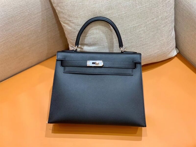 爱马仕 Kelly 凯莉包 掌纹牛皮 经典黑 银扣 28cm 全手工 现货