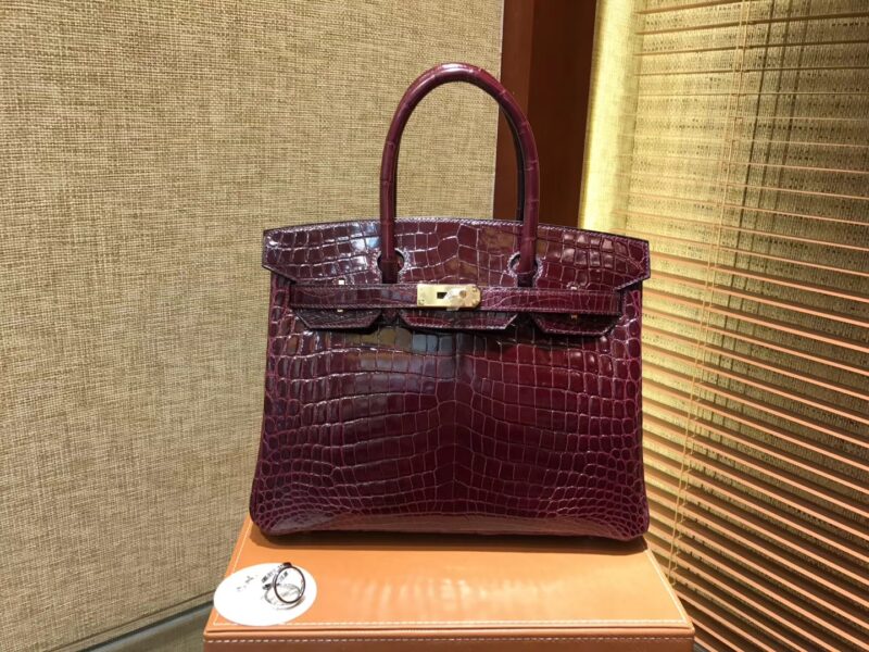 爱马仕 Birkin铂金包 波尔多酒红 一级皮 尼罗鳄鱼 进口原料 顶级手缝工艺 30cm