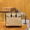爱马仕 Birkin 铂金包 锡器灰拼杏色 仿蜥蜴皮 银扣 25cm
