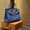 爱马仕 Birkin铂金包 明蓝色 德国进口小牛皮 顶级品质全手工缝制 金扣 30cm