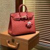 爱马仕 Birkin 25cm 大红色 南非进口鸵鸟皮 顶级手缝工艺 金扣