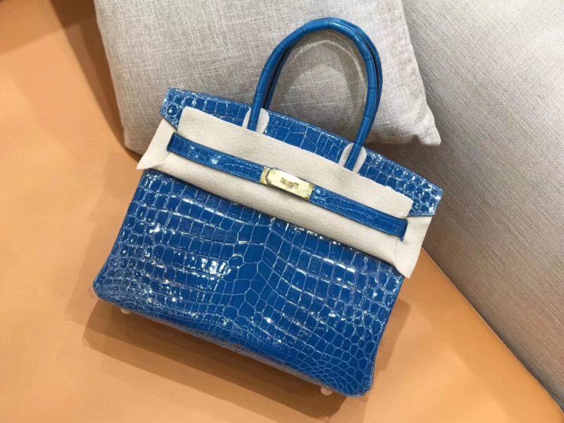 爱马仕 新增现货 birkin 铂金包 电光蓝 一级鳄鱼皮 金扣 30cm