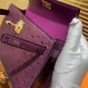 爱马仕 Mini kelly 19cm 海葵紫 南非KK级鸵鸟皮 金扣 原版蜜蜡线 顶级手工