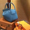 爱马仕 Lindy琳迪包 湖水蓝 德国进口togo牛皮 全手工缝制 银扣 30cm