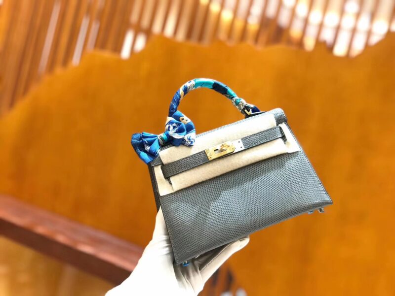 爱马仕 Mini kelly二代 杏仁绿 仿蜥蜴皮 金扣 原版蜜蜡线 顶级手工缝制 - Image 4