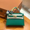爱马仕 Mini Kelly 二代 19cm 进口掌纹牛皮 U4丝绒绿 金扣 全手工缝制 高订鳄鱼工序