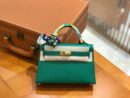 爱马仕 Mini Kelly 二代 19cm 进口掌纹牛皮 U4丝绒绿 金扣 全手工缝制 高订鳄鱼工序