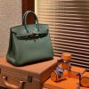 14294b62da3a17b.jpg 爱马仕 Birkin 25cm ( 铂金包) Togo小牛皮 丛林绿 原版蜜蜡线 全手工缝制