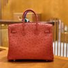 爱马仕 Birkin 30 鸵鸟皮 中国红 金扣 全手工缝制