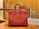 爱马仕 Birkin 30 鸵鸟皮 中国红 金扣 全手工缝制