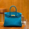 爱马仕 Birkin 30cm 伊滋密迩蓝 金扣 尼罗 雾面 两点 鳄鱼皮 全手工