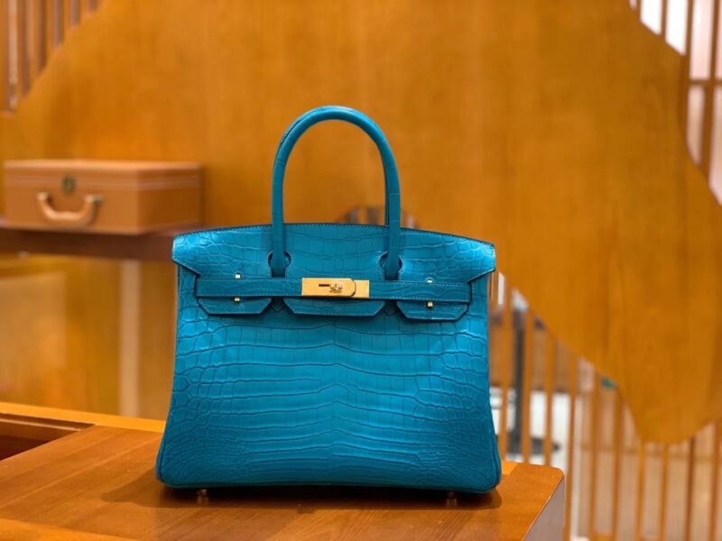 爱马仕 Birkin 30cm 伊滋密迩蓝 金扣 尼罗 雾面 两点 鳄鱼皮 全手工