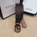 Gucci 金色扣腰带 内衬头层树膏磨砂皮底腰带 Gucci皮带