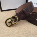 Gucci 金色扣腰带 内衬头层树膏磨砂皮底腰带 Gucci皮带