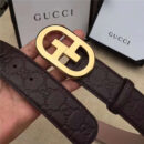 Gucci 金色扣腰带 内衬头层树膏磨砂皮底腰带 Gucci皮带