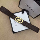 Gucci 金色扣腰带 内衬头层树膏磨砂皮底腰带 Gucci皮带