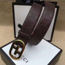 Gucci 金色扣腰带 内衬头层树膏磨砂皮底腰带 Gucci皮带