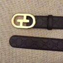 Gucci 金色扣腰带 内衬头层树膏磨砂皮底腰带 Gucci皮带