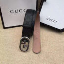 Gucci 银扣腰带 内衬头层树膏磨砂皮底腰带 Gucci皮带