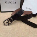 Gucci 银扣腰带 内衬头层树膏磨砂皮底腰带 Gucci皮带