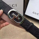 Gucci 银扣腰带 内衬头层树膏磨砂皮底腰带 Gucci皮带