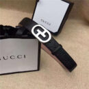 Gucci 银扣腰带 内衬头层树膏磨砂皮底腰带 Gucci皮带