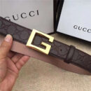 Gucci 金色G扣腰带 内衬头层树膏磨砂皮底腰带 Gucci皮带