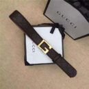 Gucci 金色G扣腰带 内衬头层树膏磨砂皮底腰带 Gucci皮带