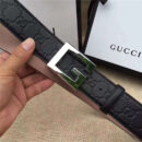 Gucci 银色G扣腰带 内衬头层树膏磨砂皮底腰带 Gucci皮带