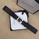Gucci 银色G扣腰带 内衬头层树膏磨砂皮底腰带 Gucci皮带