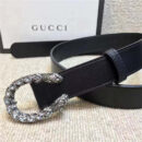 GUCCI 古奇新款 双面进口平纹头层牛皮 龙头花纹