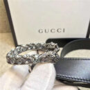 GUCCI 古奇新款 双面进口平纹头层牛皮 龙头花纹