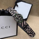 古驰Gucci i2017新品上市 互扣式双G带扣腰带 Blooms天竺蔡印花