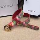 古驰Gucci i2017新品上市 互扣式双G带扣腰带 Blooms天竺蔡印花