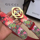 古驰Gucci i2017新品上市 互扣式双G带扣腰带 Blooms天竺蔡印花