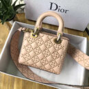 M0579 Dior迪奥 LADY DIOR粉色小牛皮柔软手提包 饰钉手提单肩包