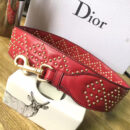 M0579 Dior迪奥 LADY DIOR红色小牛皮柔软手提包 饰钉手提单肩包