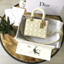 M0579 Dior迪奥 LADY DIOR原色小牛皮柔软手提包 饰钉手提单肩包