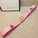 GUCCI 小蜜蜂 古奇2017新款 平纹头层牛皮 仿古金属小蜜蜂 粉色