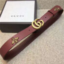 GUCCI 小蜜蜂 古奇2017新款 平纹头层牛皮 仿古金属小蜜蜂 枣红